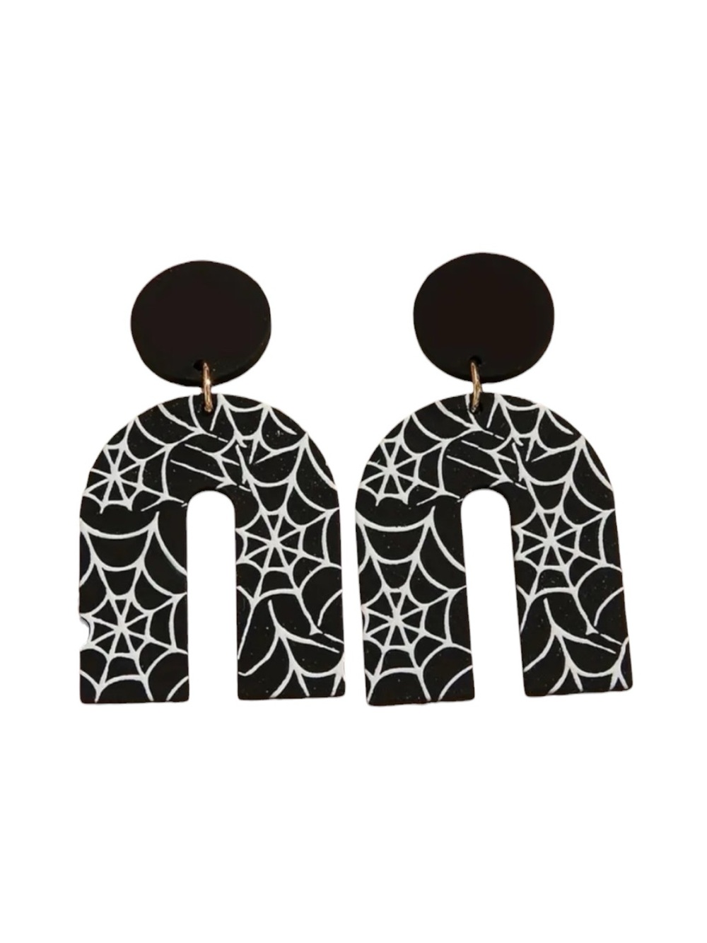 Black Spider Web U-Shaped Acrylic Dangle Earrings